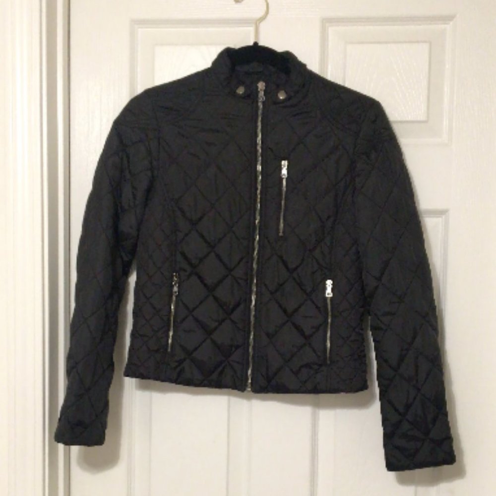 Black quilted jacket